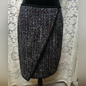 Calvin Klein Women's Size 8 Wool Blend Tweed Front Overlap Skirt
